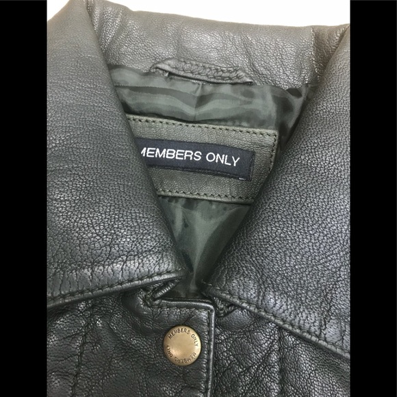 Members only genuine leather Jacket dark green,NWT - Picture 7 of 8